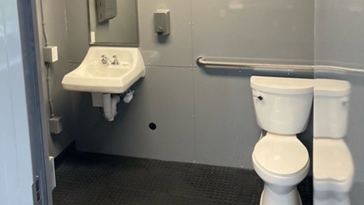 Restroom facilities inside guard booth